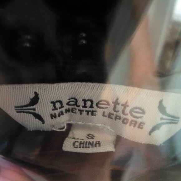 Nanette Lepore Black Button Down Top Small Ruffle Pin Long Pleat Goth Classic - Picture 4 of 6